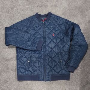 Polo Ralph Lauren Blue Quilted Jacket with Red Lining